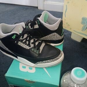 Jordan Athletic Shoes Black and Mint